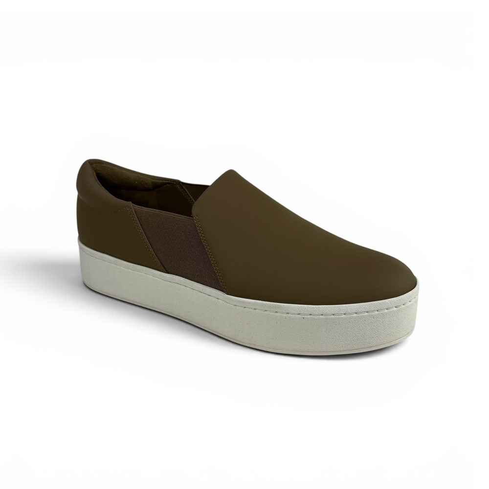 Vince Warren Platform Slip On Sneakers Womens 8.5 Cypress Green Leather